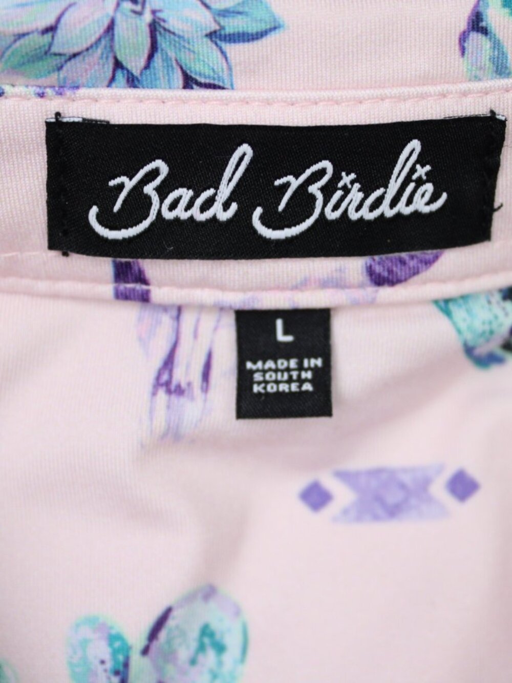Bad Birdie The Ranch Polo Shirt Mens Large Pink Cactus & Cow AOP Short Sleeve - Picture 6 of 11